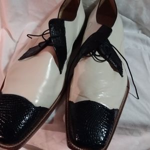 BELVEDERE CROCODILE Mens size 14  Black/White preowned shoe